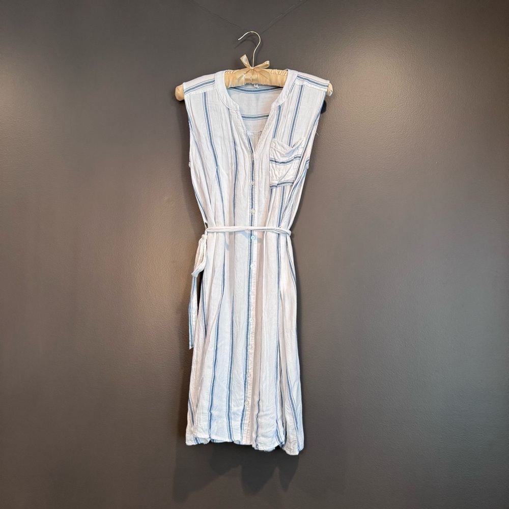 Maurices Blue and White Belted Midi Dress